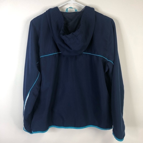 Studio Works Navy blue casual athleisure hooded zip front jacket size Medium - Picture 6 of 11